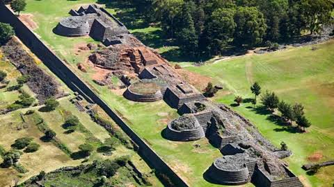 Aerial view of the Tzintzuntzan archaeological site